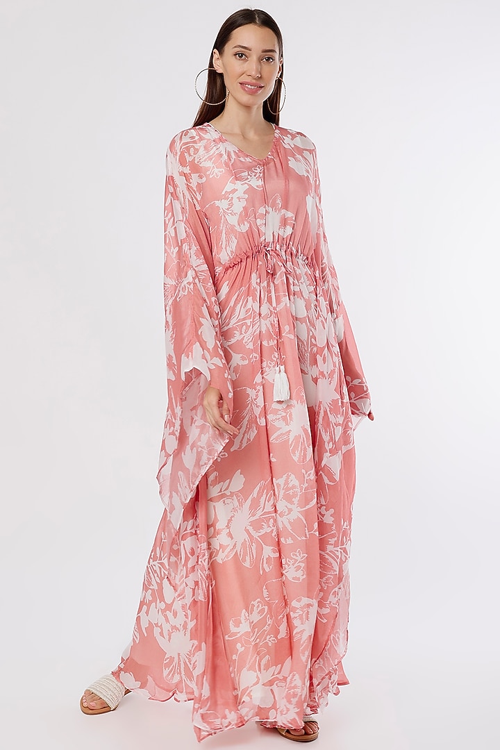 Blush PInk & White Printed Kaftan by Koai at Pernia's Pop Up Shop