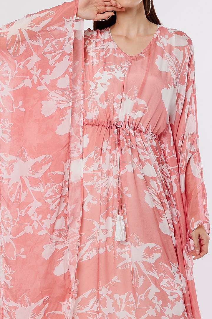 Blush PInk & White Printed Kaftan by Koai at Pernia's Pop Up Shop