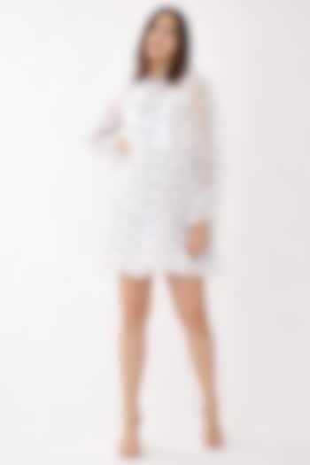 White Printed Mini Dress by Koai