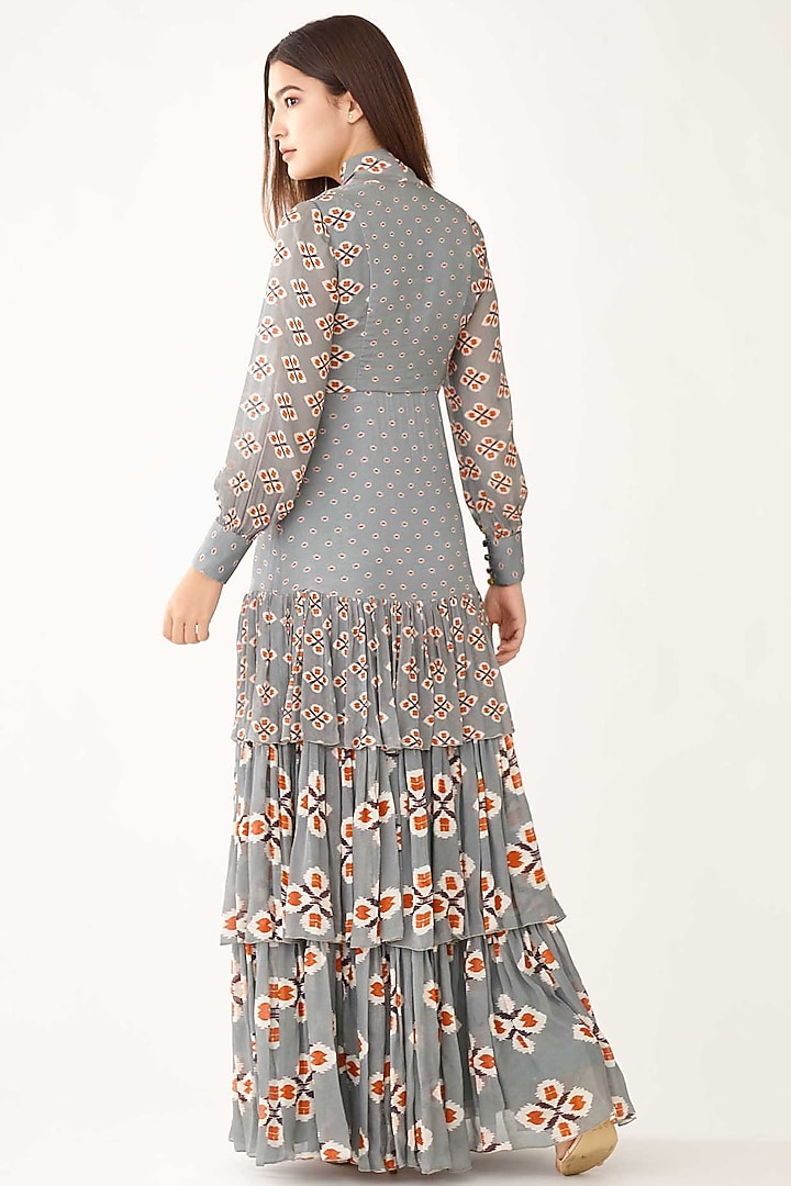Ash Blue Motifs Printed Layered Vacation Dress by Koai at Pernia's Pop Up Shop