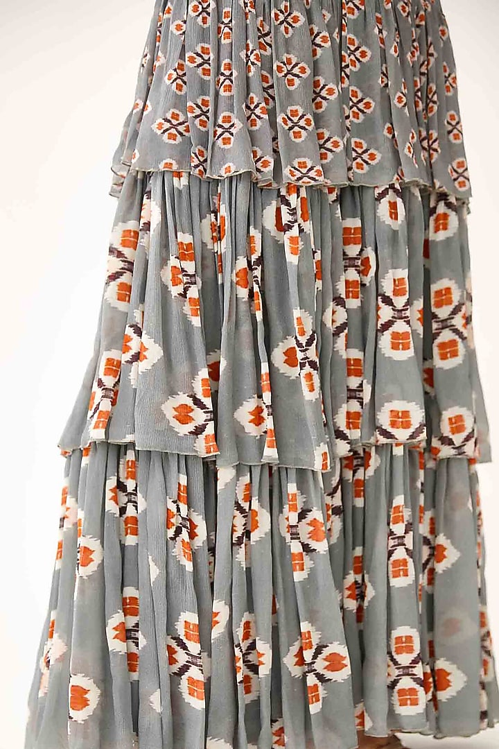 Ash Blue Motifs Printed Layered Vacation Dress by Koai at Pernia's Pop Up Shop