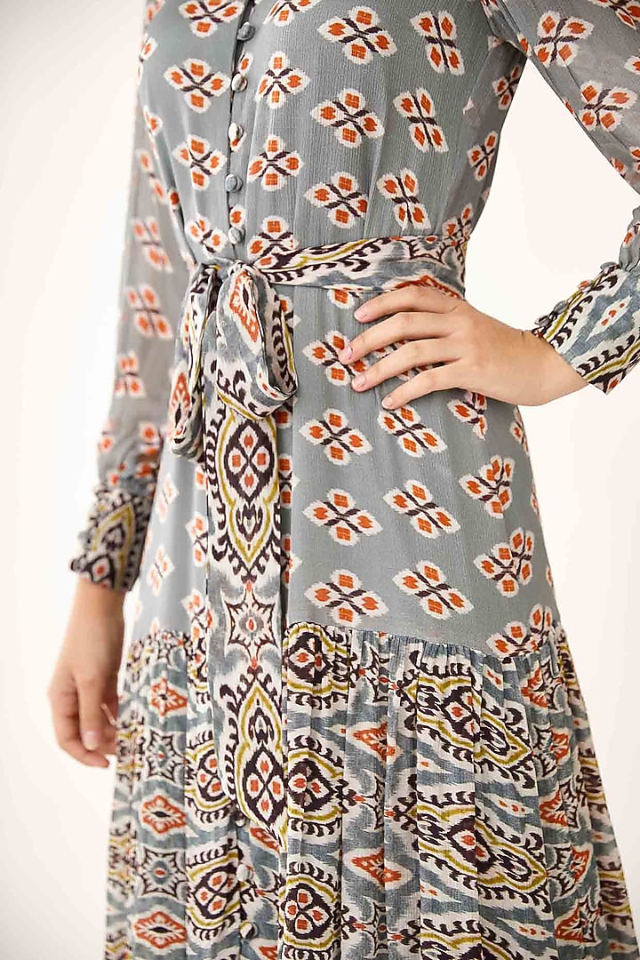 Ash Blue Printed Vacation Shirt Dress by Koai at Pernia's Pop Up Shop