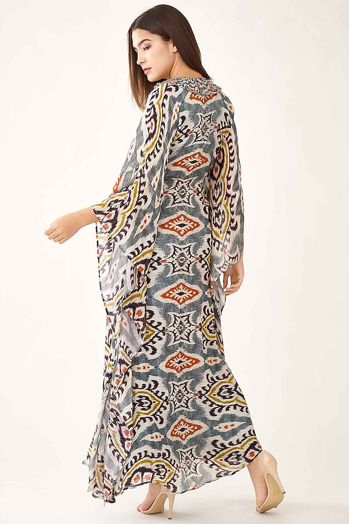 Ash Blue Printed Kaftan by Koai at Pernia's Pop Up Shop