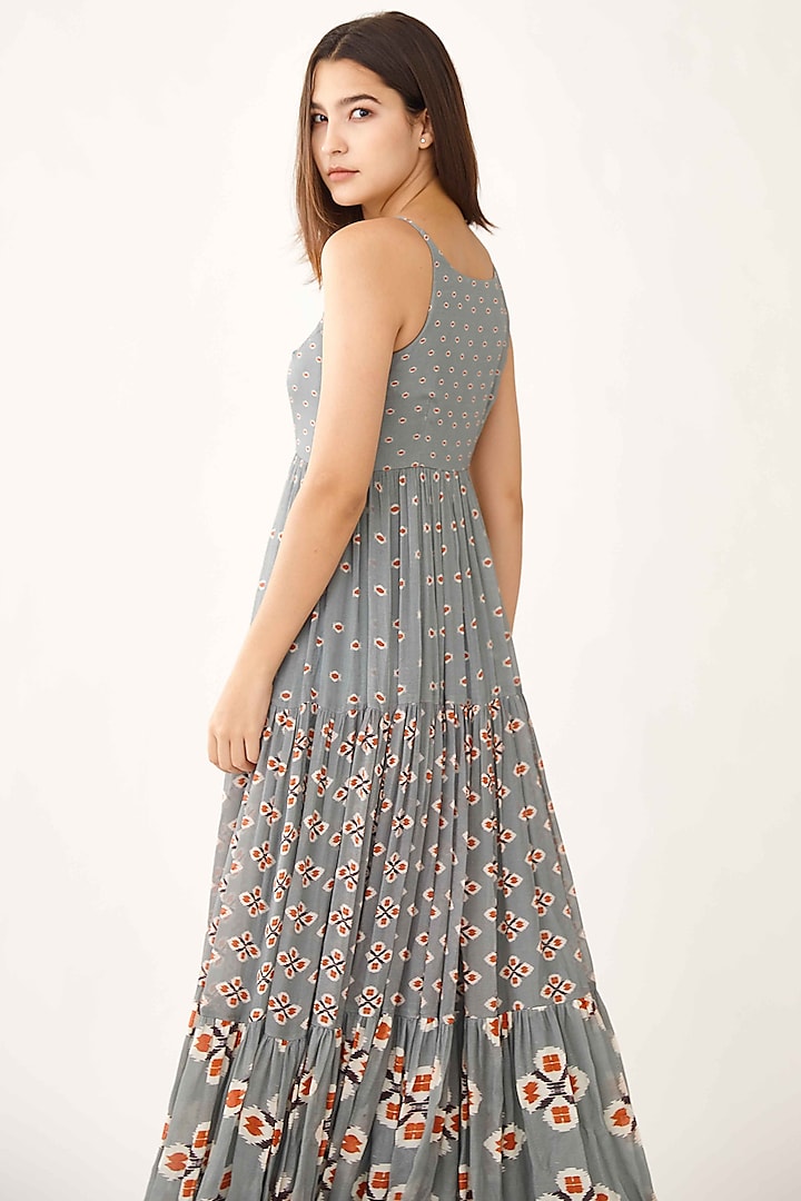 Ash Blue Printed Layered Vacation Dress by Koai at Pernia's Pop Up Shop