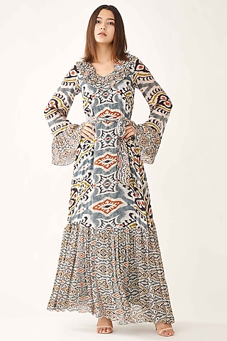 Ash Blue Printed Dress by Koai