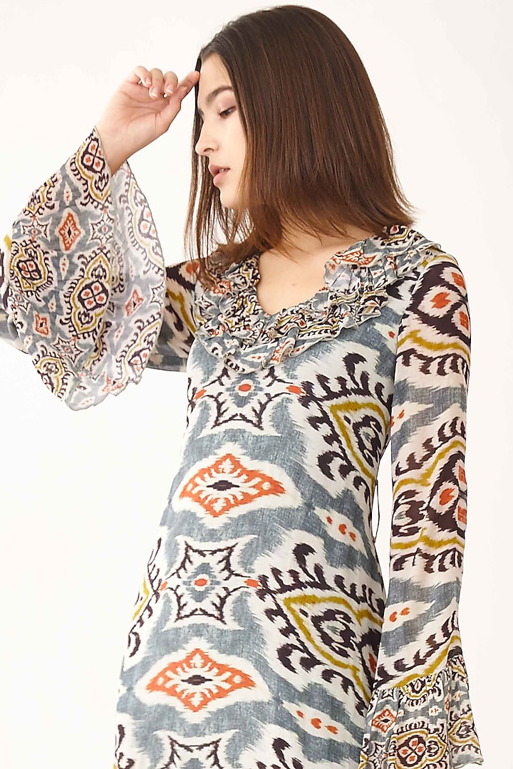 Ash Blue Printed Vacation Dress by Koai at Pernia's Pop Up Shop