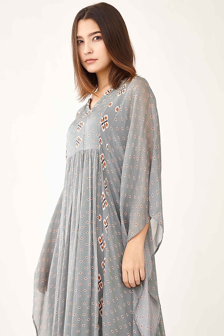 Ash Blue Motifs Printed Kaftan by Koai at Pernia's Pop Up Shop