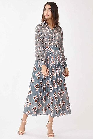 Ash Blue Printed Shirt by Koai