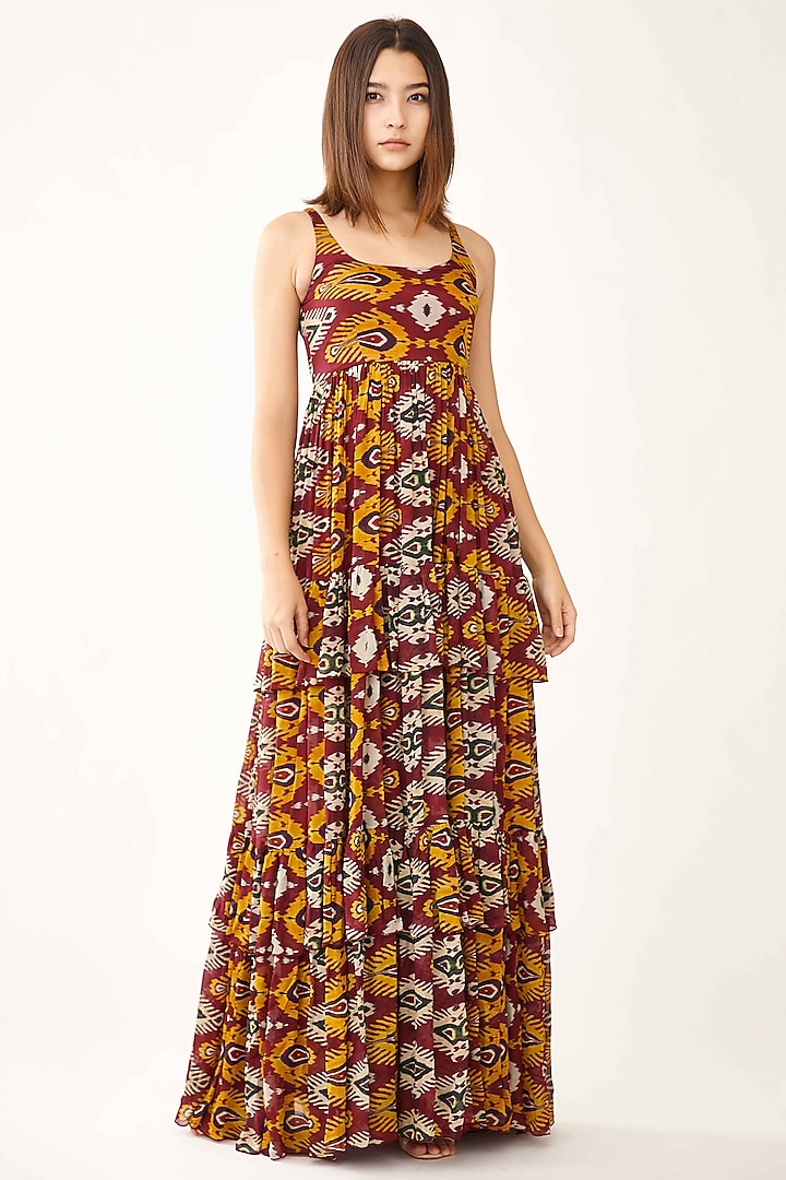 Maroon Printed Dress by Koai