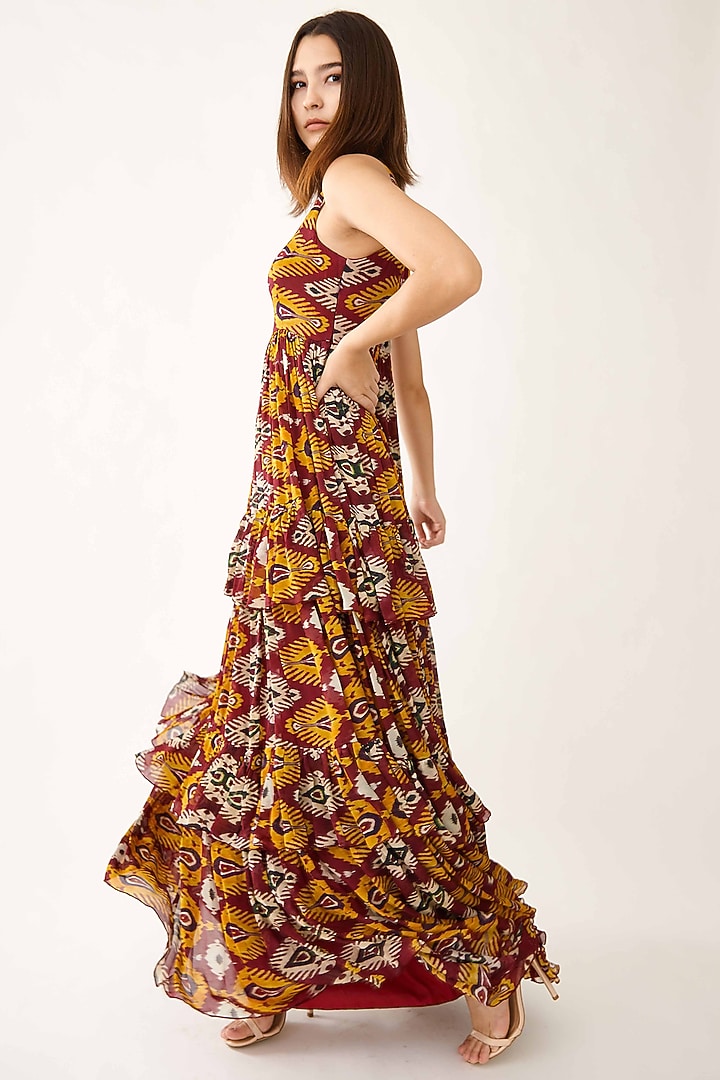 Maroon Printed Vacation Dress by Koai at Pernia's Pop Up Shop