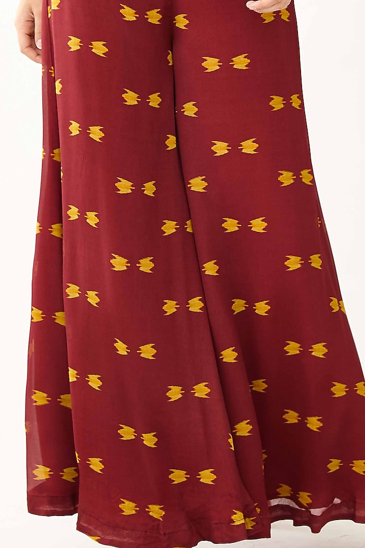 Maroon Printed Pants by Koai at Pernia's Pop Up Shop