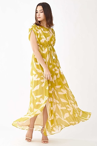 Peach Beige Floral Printed Kaftan by Koai