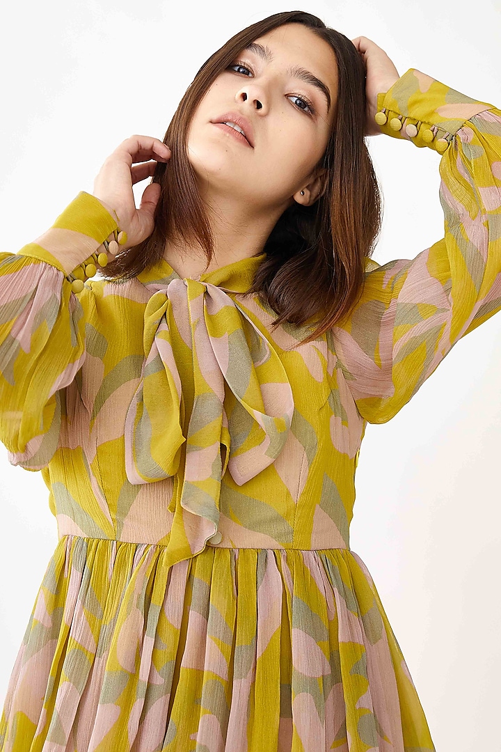 Peach Beige Printed Layered Vacation Dress by Koai at Pernia's Pop Up Shop