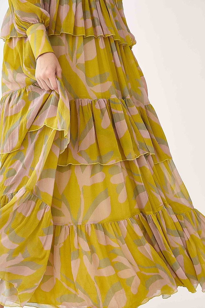Peach Beige Printed Layered Vacation Dress by Koai at Pernia's Pop Up Shop