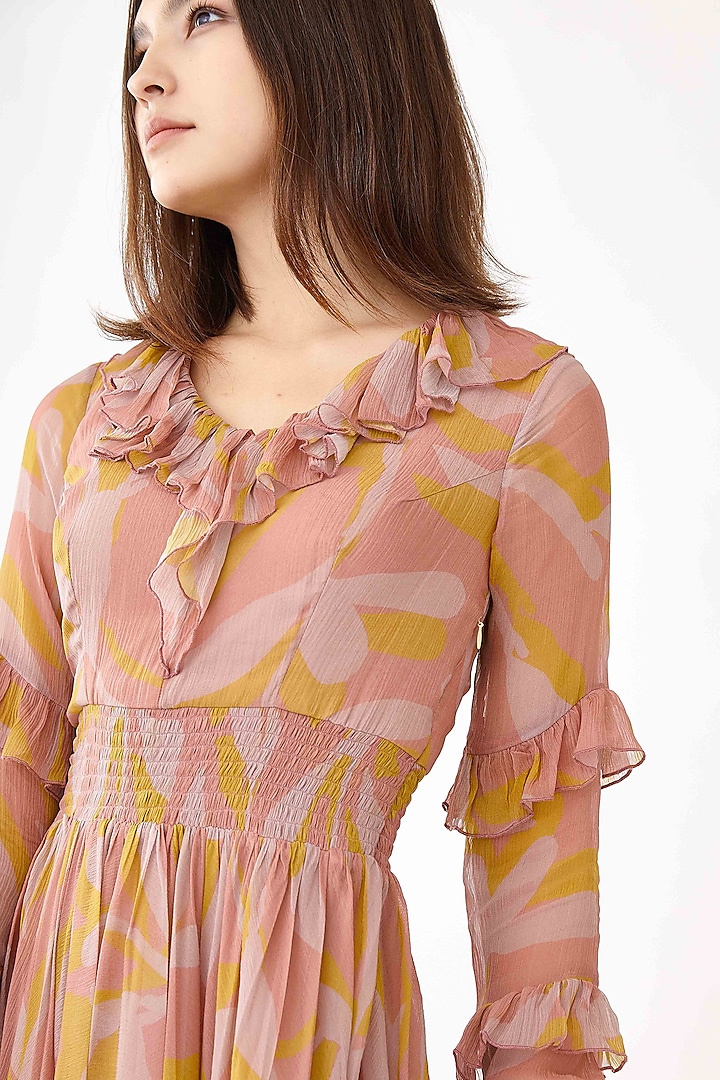 Dusty Pink Floral Printed Mini Vacation Dress by Koai at Pernia's Pop Up Shop