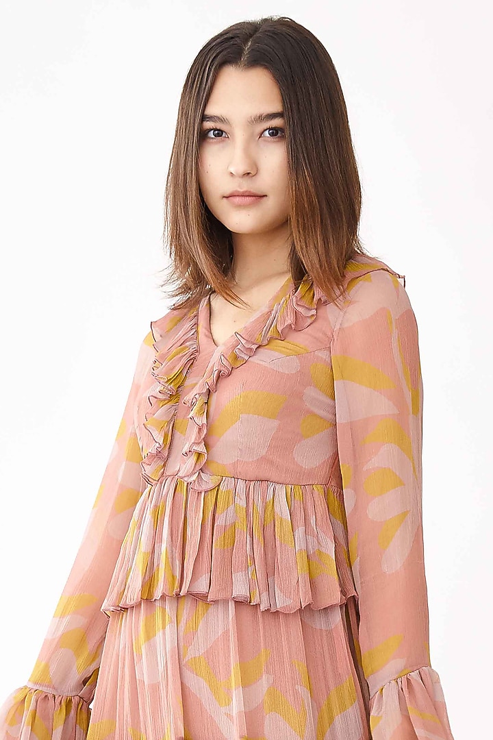 Dusty Pink Floral Printed Layered Vacation Dress by Koai at Pernia's Pop Up Shop