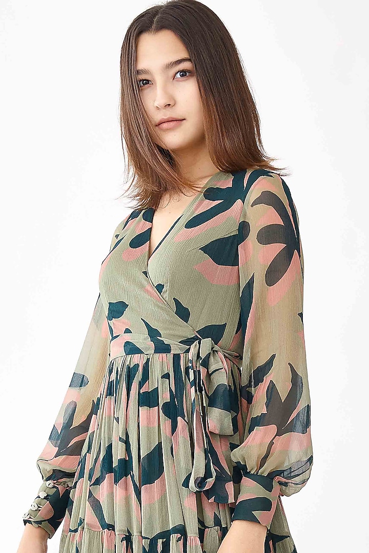 Olive Green Floral Dress by Koai at Pernia's Pop Up Shop