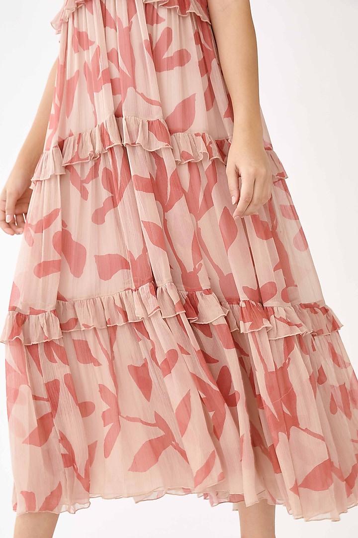 Pink & Peach Floral Midi Dress by Koai at Pernia's Pop Up Shop