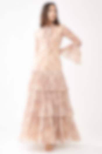 Cream & Pink Floral Layered Dress by Koai
