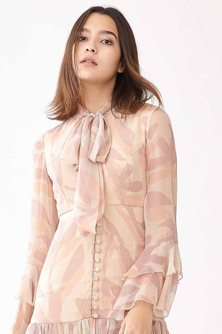 Cream & Pink Floral Layered Dress by Koai at Pernia's Pop Up Shop