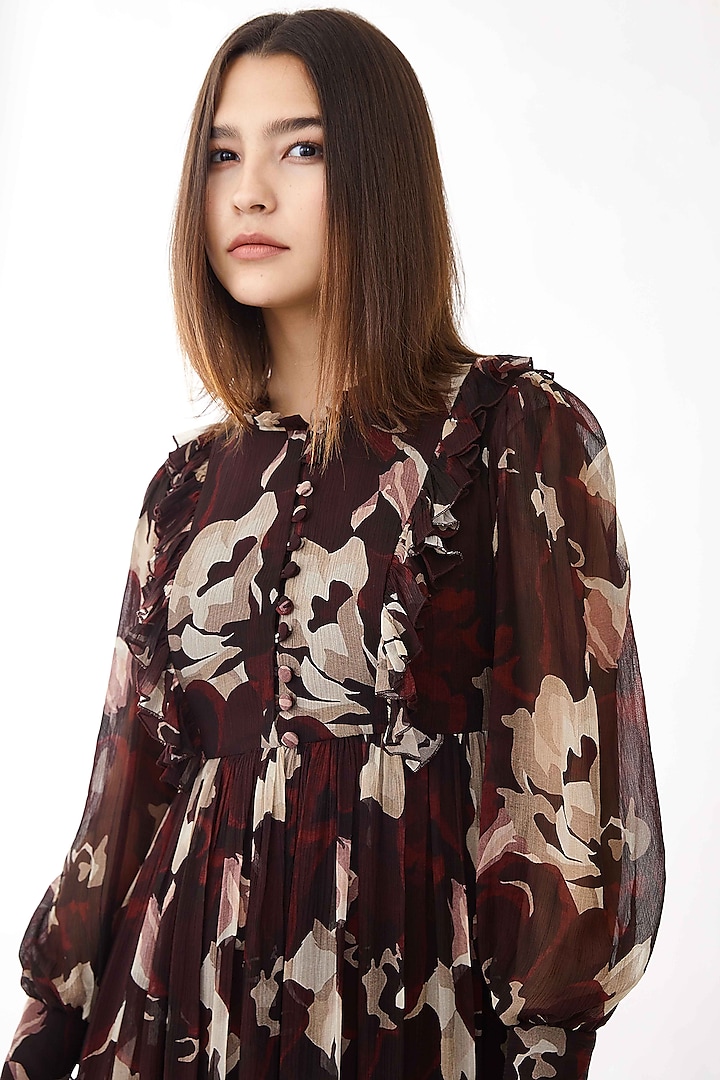 Dark Forest Brown Layered Dress by Koai at Pernia's Pop Up Shop