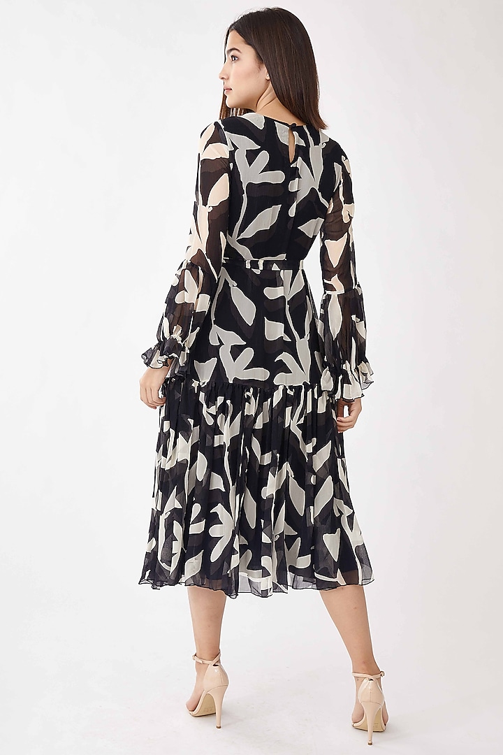 Cream & Black Floral Midi Vacation Dress by Koai at Pernia's Pop Up Shop