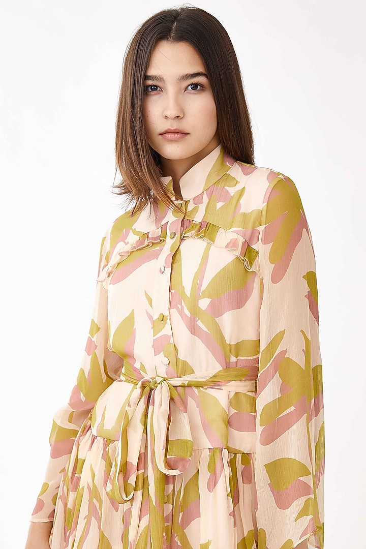 Olive Green & Peach Mini Vacation Dress by Koai at Pernia's Pop Up Shop