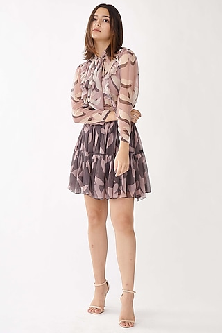 Pink & Purple Floral Skirt by Koai
