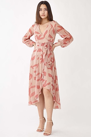 Pink Floral Wrap Dress by Koai