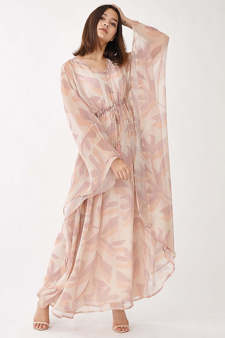 Pink & Cream Floral Kaftan by Koai at Pernia's Pop Up Shop