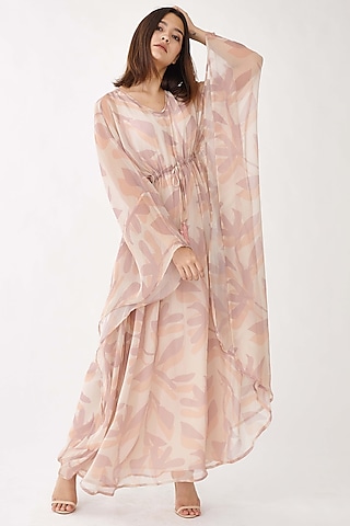Pink & Cream Floral Kaftan by Koai