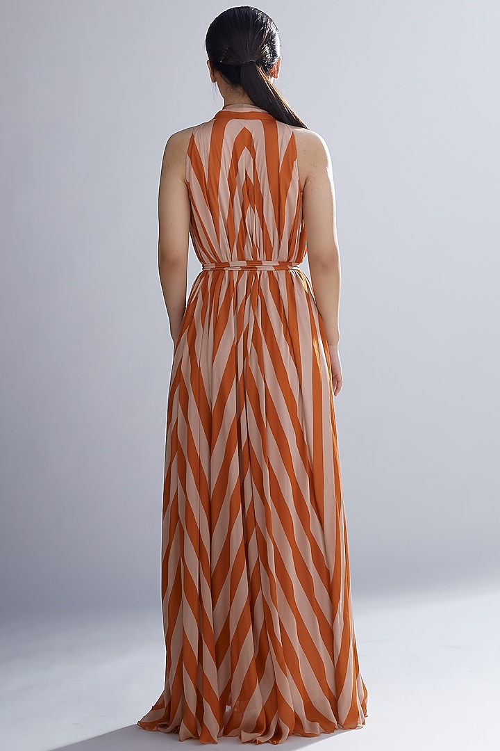 Orange & Peach Striped Vacation Dress by Koai at Pernia's Pop Up Shop