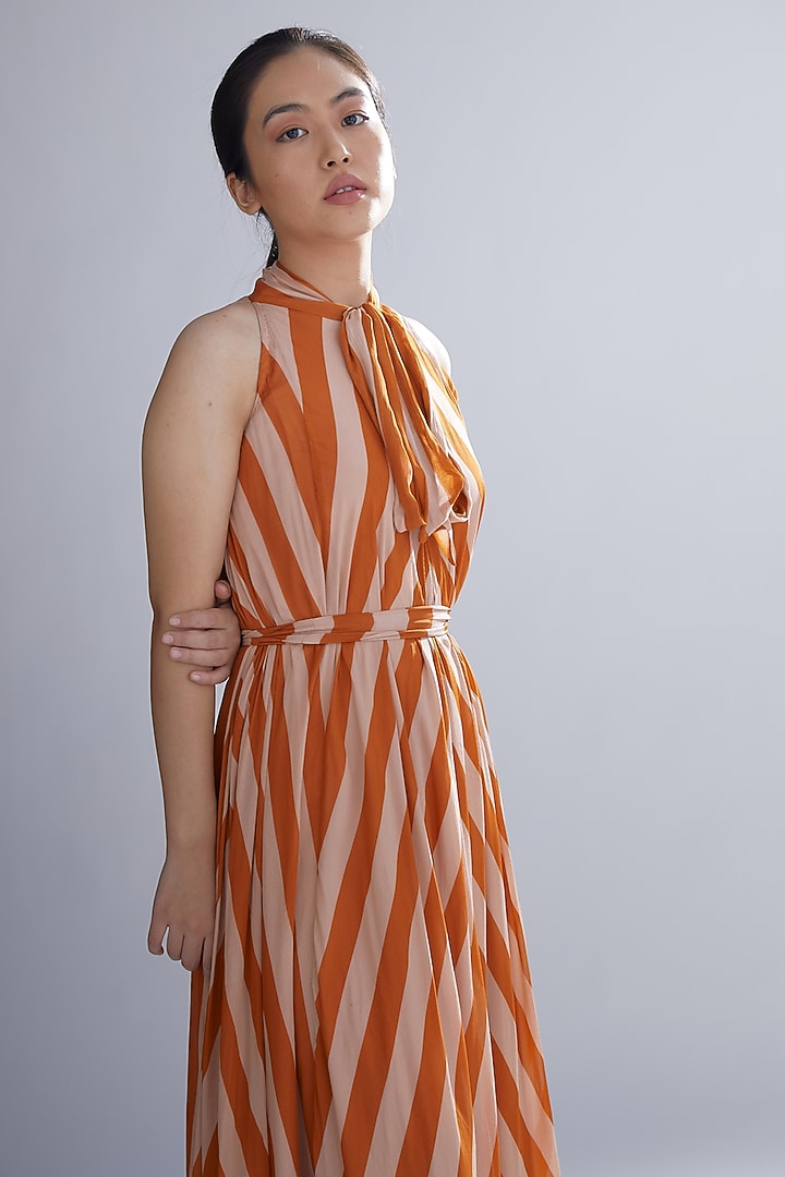 Orange & Peach Striped Vacation Dress by Koai at Pernia's Pop Up Shop