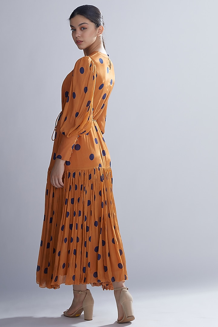 Orange & Blue Polka Dot Vacation Dress by Koai at Pernia's Pop Up Shop