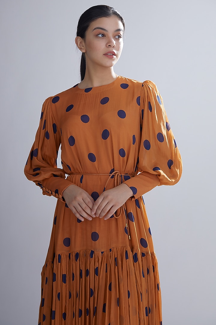 Orange & Blue Polka Dot Vacation Dress by Koai at Pernia's Pop Up Shop