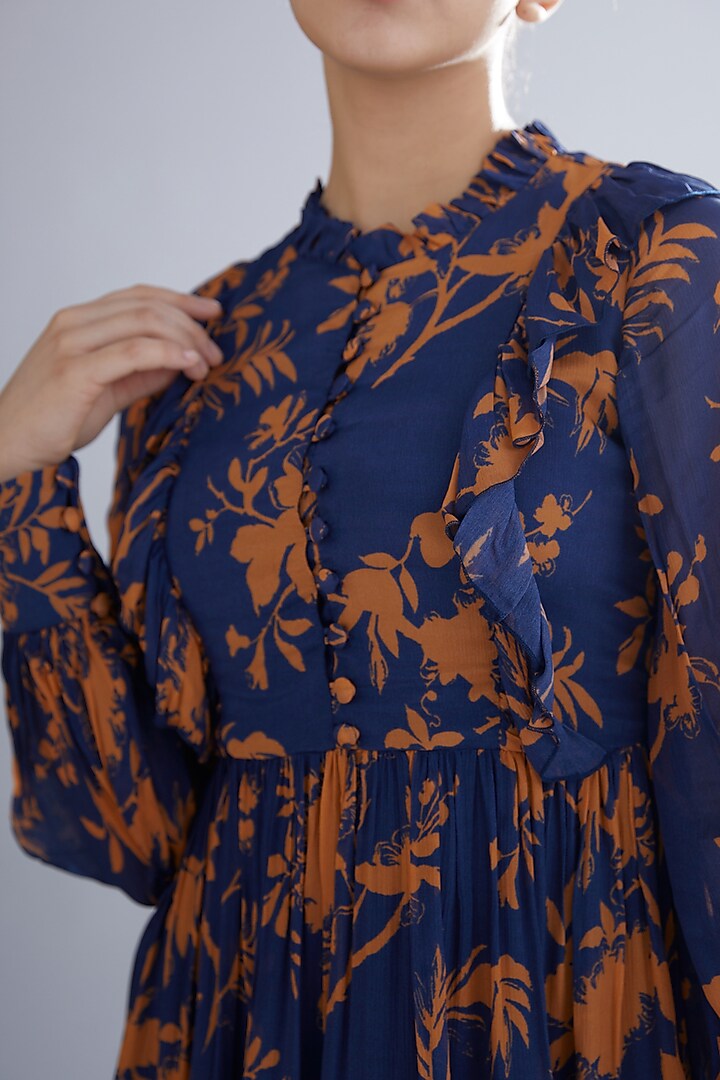 Blue & Orange Floral Vacation Dress by Koai at Pernia's Pop Up Shop