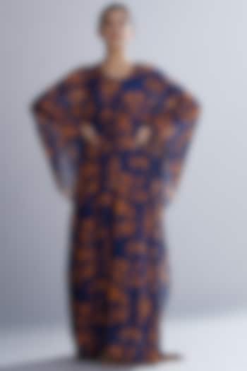 Blue & Orange Floral Kaftan by Koai at Pernia's Pop Up Shop