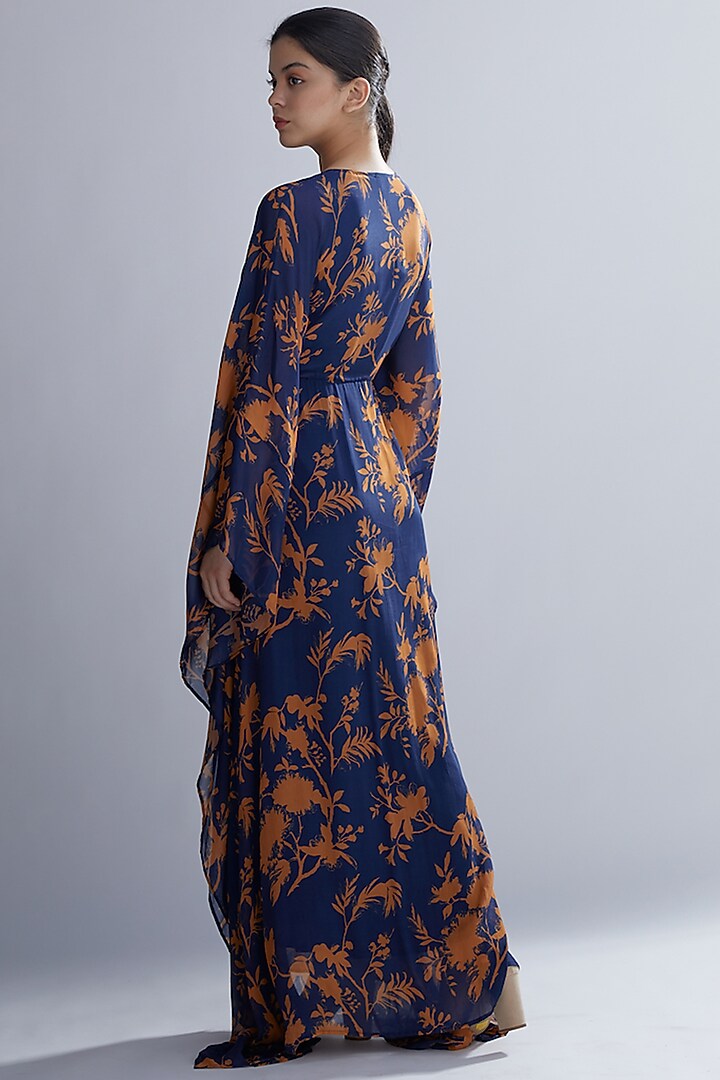 Blue & Orange Floral Kaftan by Koai at Pernia's Pop Up Shop