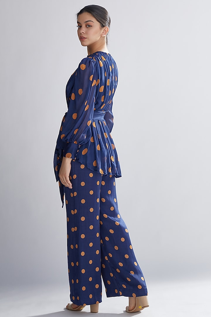 Blue & Orange Polka Dot Top by Koai at Pernia's Pop Up Shop