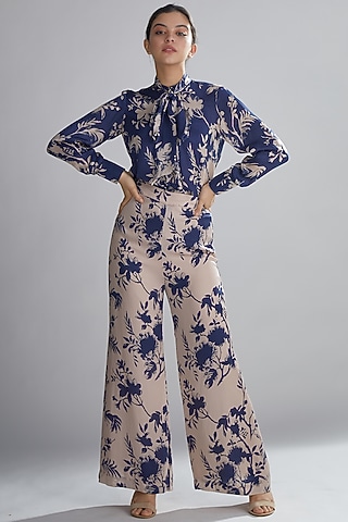 Blue & Peach Floral Shirt by Koai