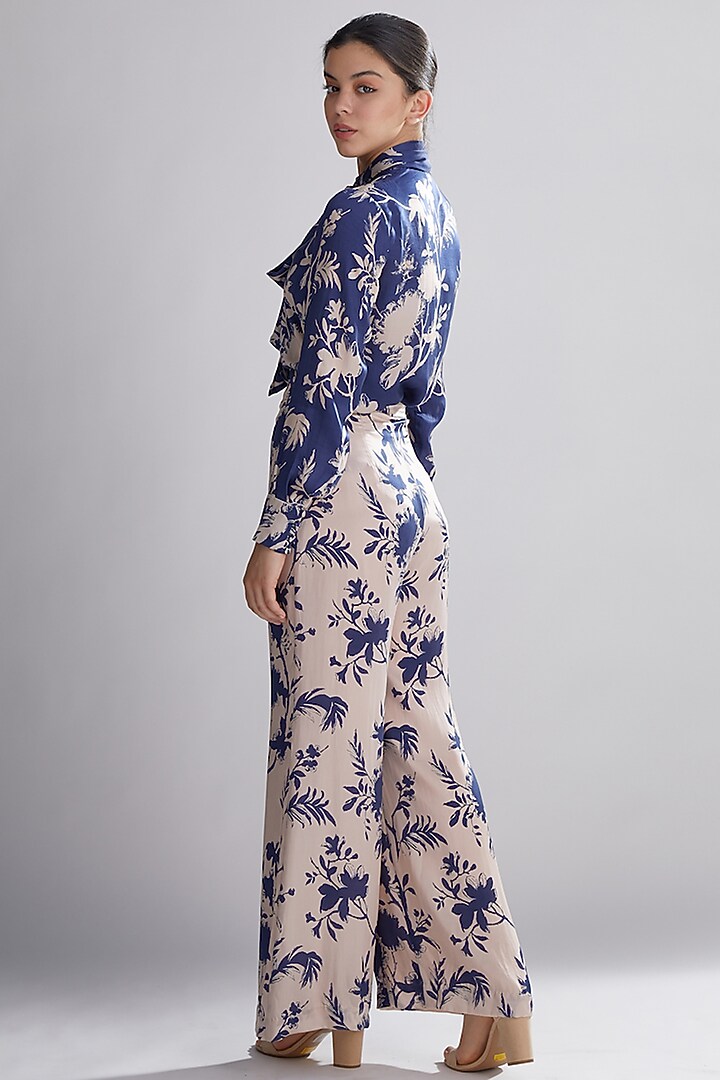 Blue & Peach Floral Shirt by Koai at Pernia's Pop Up Shop