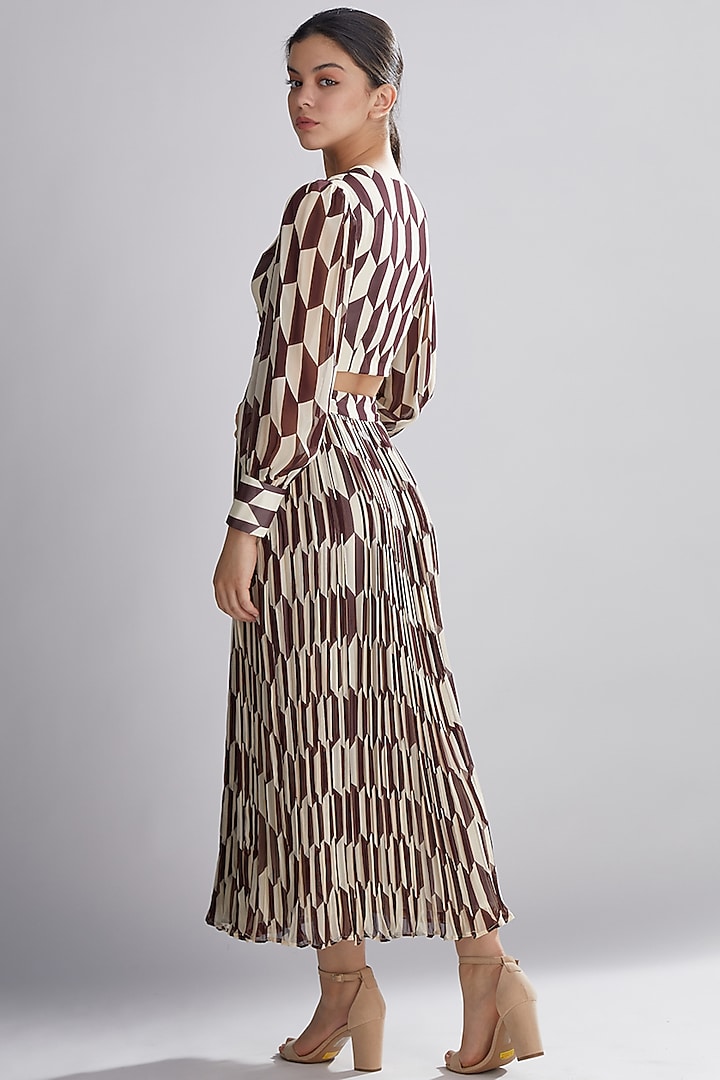 Brown & Cream Geometric Top by Koai at Pernia's Pop Up Shop