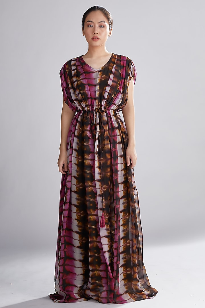 Mehendi Green Chiffon Kaftan by Koai at Pernia's Pop Up Shop