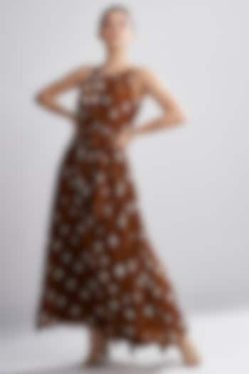 Brown & Cream Polka Dotted Dress by Koai at Pernia's Pop Up Shop