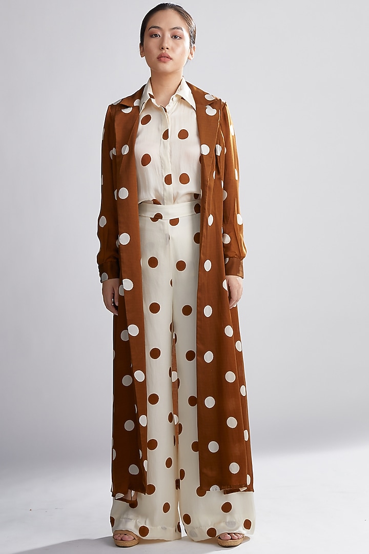 Brown & Cream Polka Dotted Cape by Koai at Pernia's Pop Up Shop