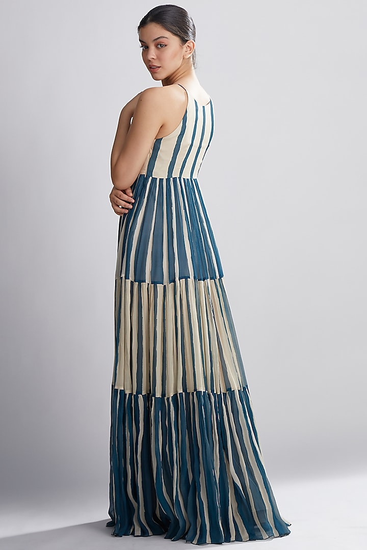 Teal & White Striped Vacation Dress by Koai at Pernia's Pop Up Shop