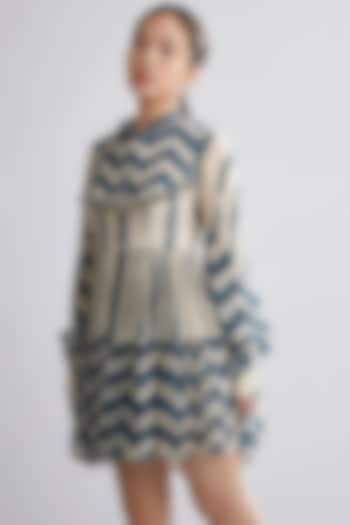 Teal & White Zig-Zag Striped Dress by Koai at Pernia's Pop Up Shop