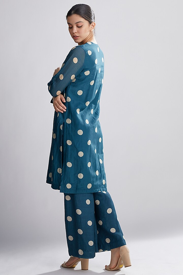 Cobalt Blue Kurta With Polka Dots by Koai at Pernia's Pop Up Shop
