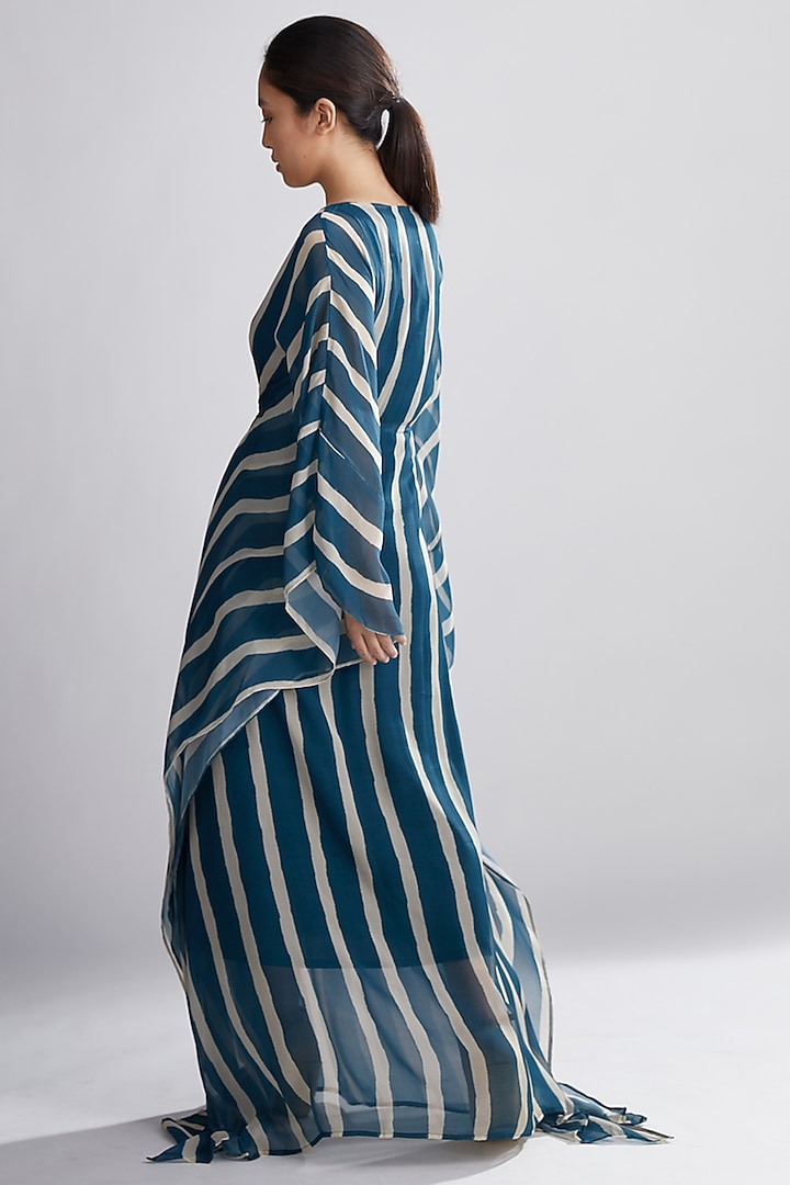 Cobalt Blue & Cream Striped Kaftan by Koai at Pernia's Pop Up Shop