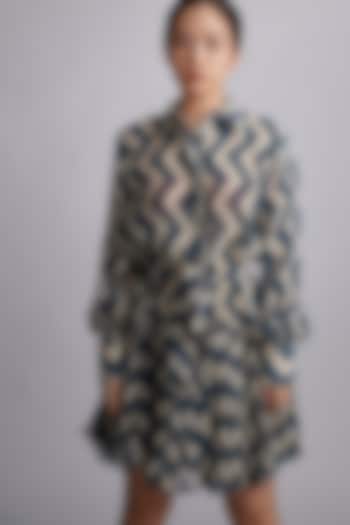 Cobalt Blue Zig-Zag Summer Shirt Dress by Koai at Pernia's Pop Up Shop